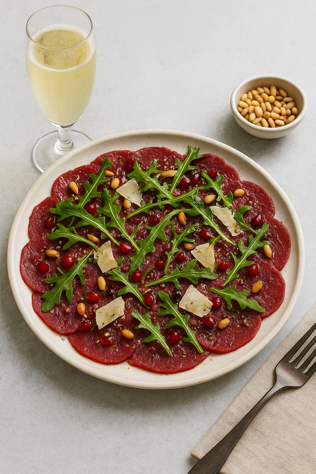 Venison Carpaccio with Juniper, Orange & Rocket